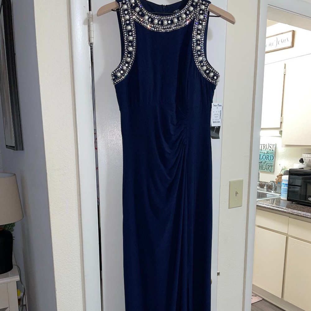 Navy blue evening gown